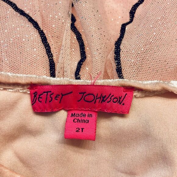 Betsey Johnson Size 2T Girls Party Dress Pink Black Glittery Velvet TULLE - Picture 3 of 6